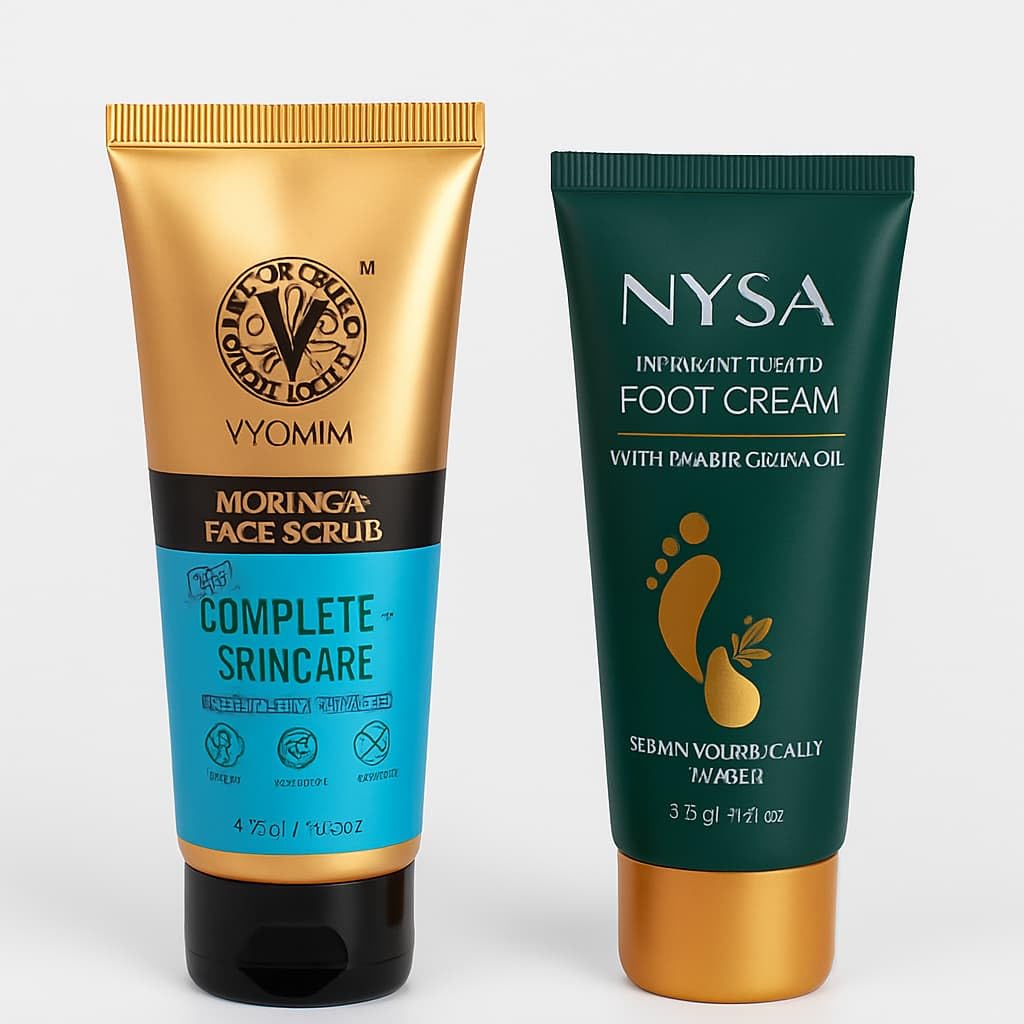 RCM Nysa Foot Cream with vyominee moringa face scrub